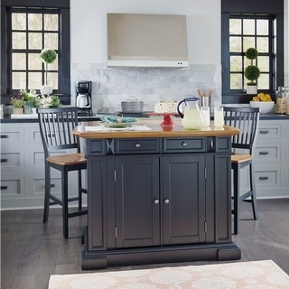 Copper Grove Warwick Distressed Oak Kitchen Island and Barstools Kitchen Set