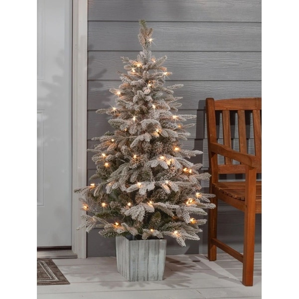 Gerson Iceland Fir Pre-lit 4.5-foot Potted Artificial Christmas Tree