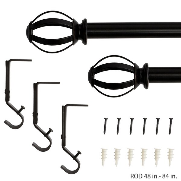 Lumi 5/8" Single Curtain Rod Set- Cage Ball finials