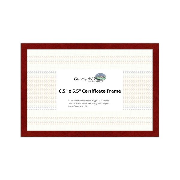 8.5" x 5.5" Certificate Frame - Wood Frame - Holds any document