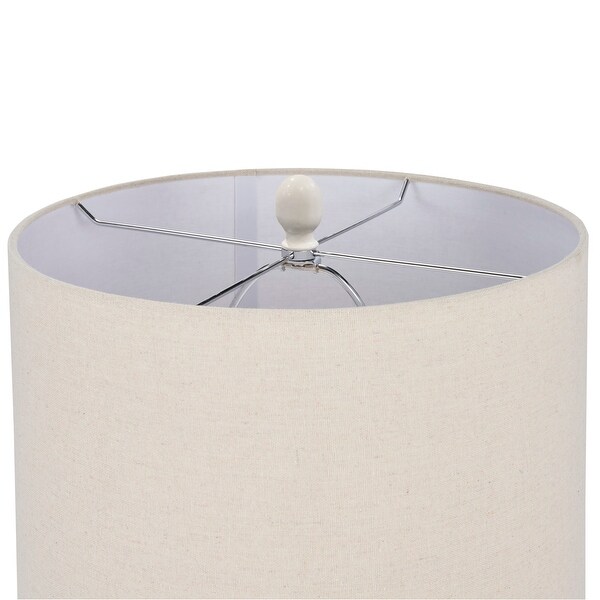 Nourison 24" White Terracotta Textured Farmhouse Table Lamp