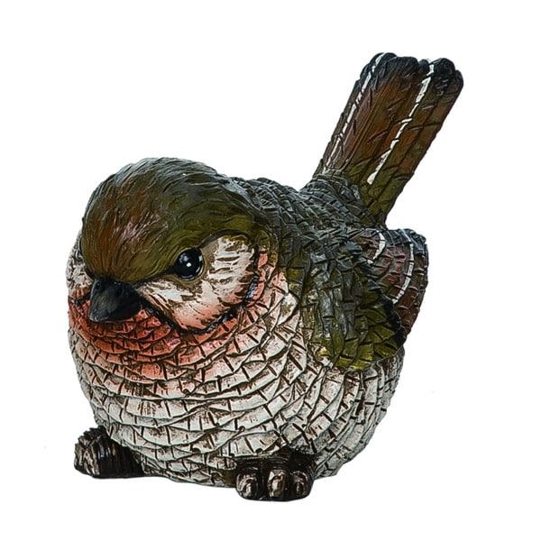 5" Brown and White Rustic Autumn Bird Fall Decoration