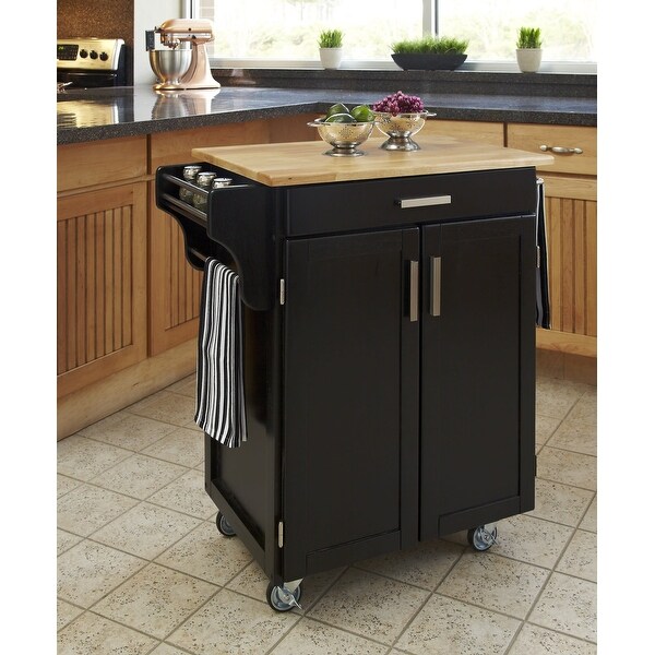 Cuisine Cart Black Kitchen Cart by homestyles - 33' x 19' x 36'