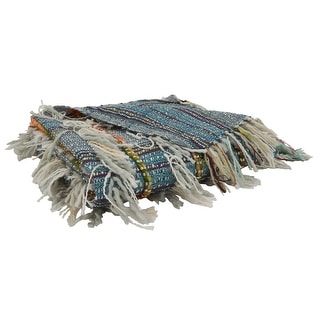 Throw Blanket With Shaggy Striped Design