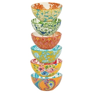 Certified International Damask Floral Assorted Designs All Purpose Bowls, Set of 6