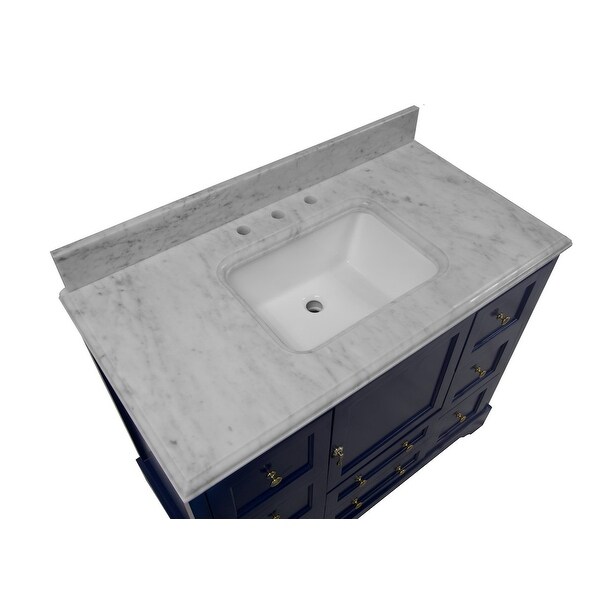 KitchenBathCollection Madison 42" Bathroom Vanity with Carrara Marble Top