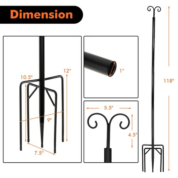 Costway 8ft\10ft String Light Poles 2 Pack Outdoor Metal Poles w/Top