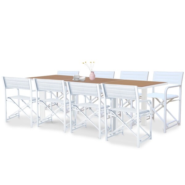 Aoodor Outdoor 6-10 Person Aluminum Patio Extendable Dining Table, Rectangular Table & Chairs