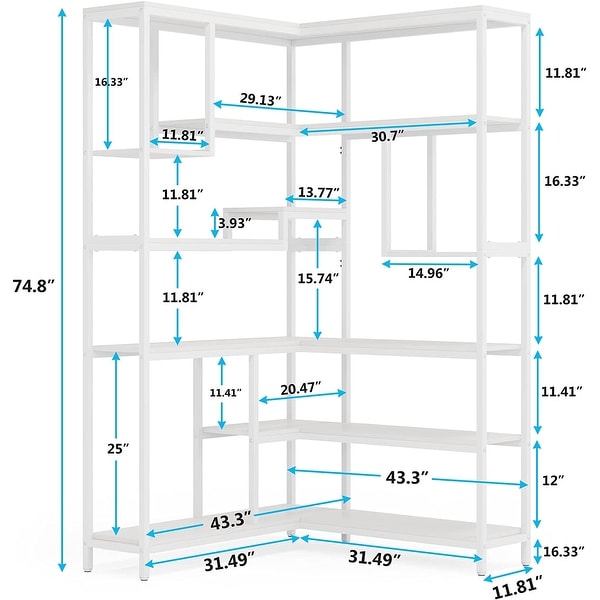 6-Shelf Corner Bookshelf, Large Corner Shelf Etagere Bookcase