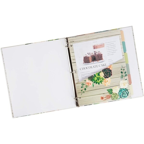 3 Ring Recipe Binder with Dividers, Pockets, Stickers (10 x 11.5 in.)