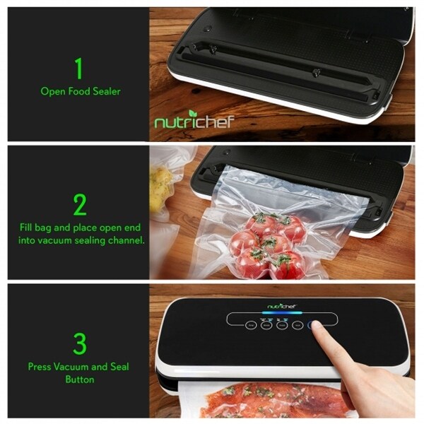 NutriChef PKVS18BK Automatic Kitchen Vacuum Sealer Preserver Machine, Black - 4.4