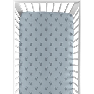 Sweet Jojo Designs Dinosaur Animal Track Footprint Boy Fitted Crib Sheet Watercolor Slate Steel Tracks For Dino Modern Jurassic