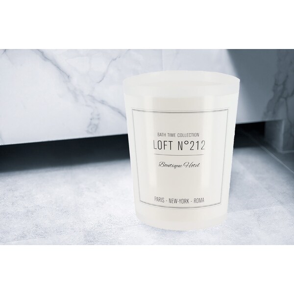 White or Black Plastic Open Trash Can with Chic Writing - 9.4" H x 7.8" W x 6.2" L