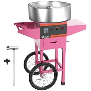 VEVOR Cotton Candy Machine with Cart Commercial Floss Maker for Family and Various Party