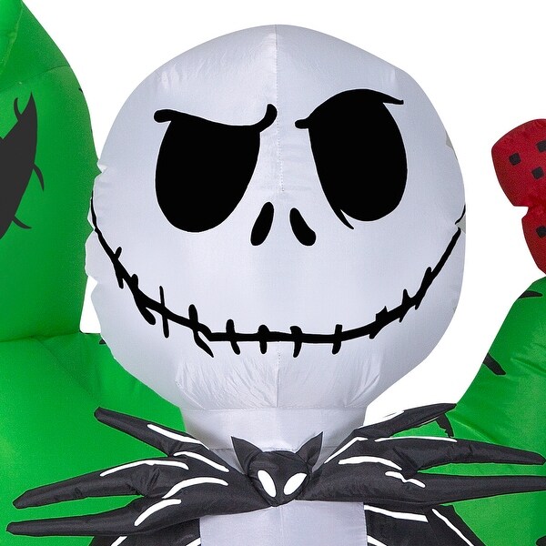 Gemmy Airblown Jack Skellington w/Oogie Boogie Scene Disney , 6.5 ft Tall, Multi