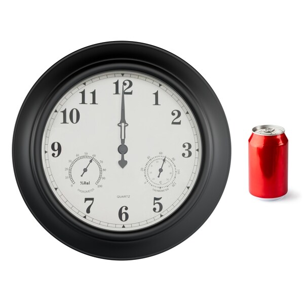 Wall Clock Thermometer 18" Quartz Battery-Powered Pure Garden