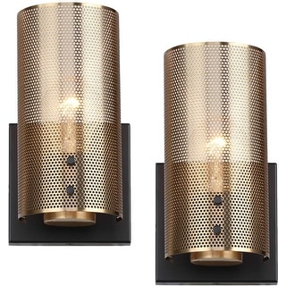 2 pack modern brass wall sconces industrial mesh