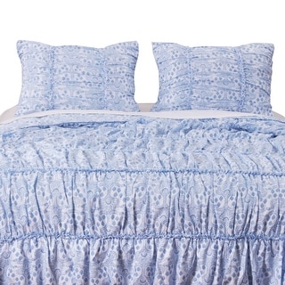 Greenland Home Fashions Helena Ruffle Blue Pillow Sham Set (Set of 2)