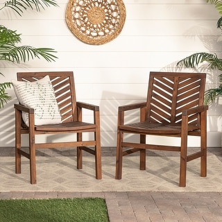 Middlebrook Acacia Wood Chevron Patio Chair, Set of 2