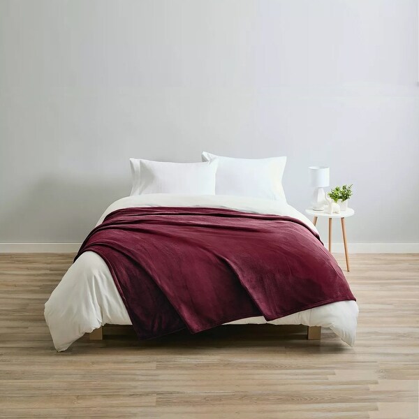 Sunbeam Full Size Electric Fleece Heated Blanket in Garnet