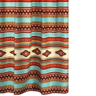 Tagus 72 Inch Shower Curtain, Natural Southwest Patterns, Button Holes