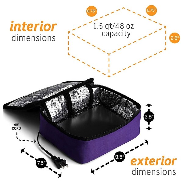 HotLogic Mini Portable Thermal Food Warmer for Home, Office, and Travel, Purple