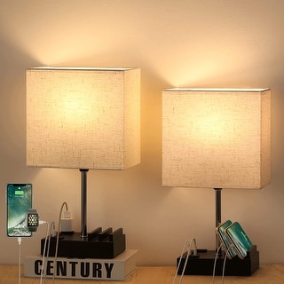 Set of 2 Bedside Lamps with Bulbs