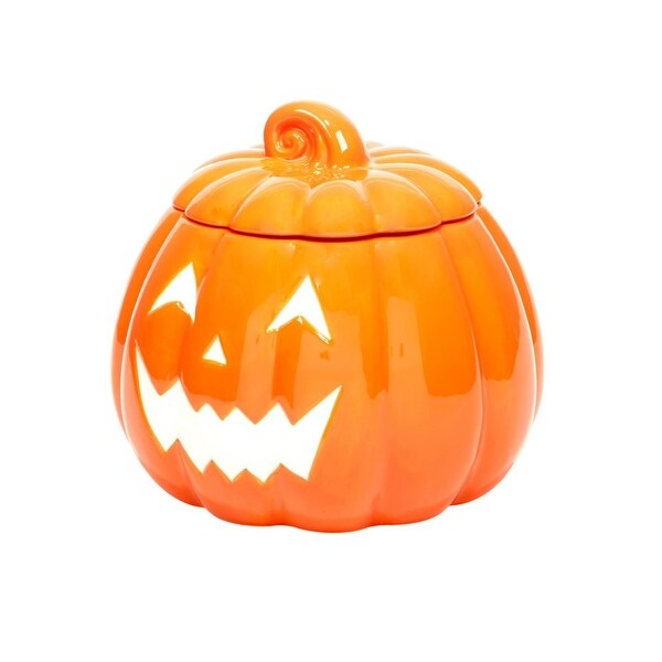 9.25" Orange 3D Jack-O-Lantern Halloween Treat Jar