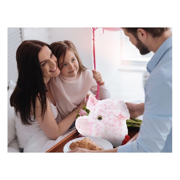 DolliBu I LOVE YOU Super Soft Plush Pig Hat with Red Heart - 17.5 inches long