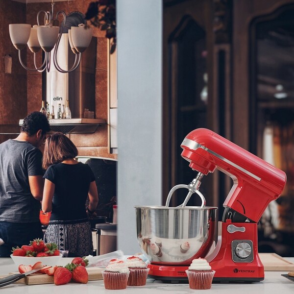 VENTRAY Stand Mixer 4.5-Qt 500W 6-Speed Tilt-Head Food Mixer Electric Kitchen Mixer, Red