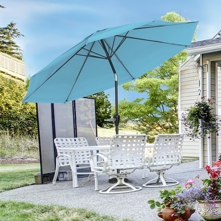 Pure Garden 10-foot Blue Aluminum Patio Umbrella with Auto Tilt