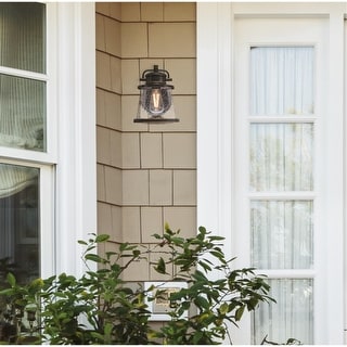 Westinghouse Lighting Emma Jane One Light Outdoor Wall Fixture with Dusk to Dawn Sensor, Amber Bronze Finish, Clear Seeded Glass