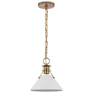 Outpost 1 Light Large Pendant Matte White with Burnished Brass