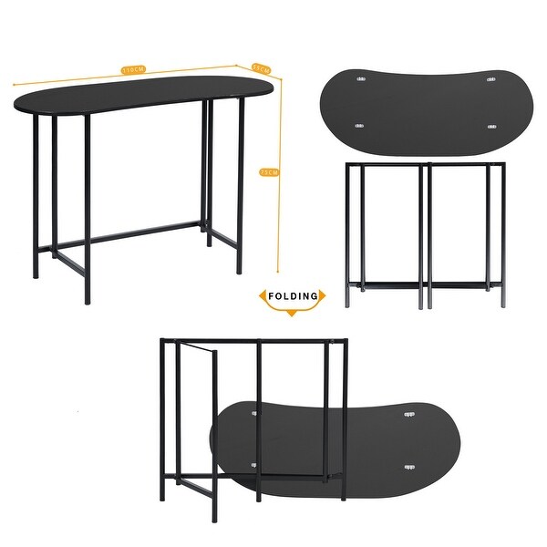 Homylin 43.3 in. Curved Black Console Table