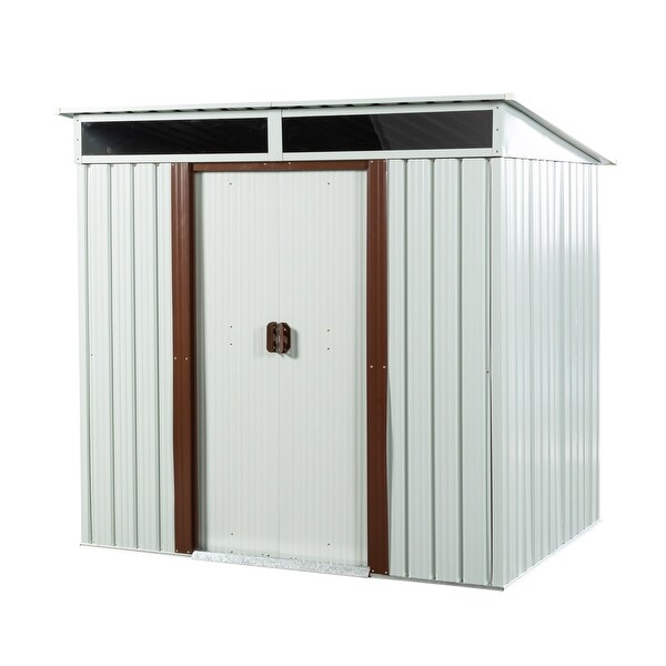 6ft x 5ft Outdoor Backyard Storage Shed with Vents, Metal Storage Cabinet with Sliding Doors & Padlock, White