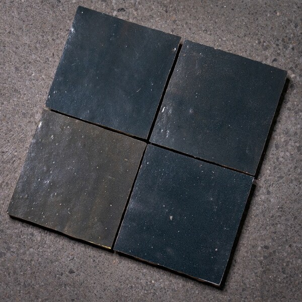 Handmade 4x4-in Moroccan Mosaic Solid Color Charcoal