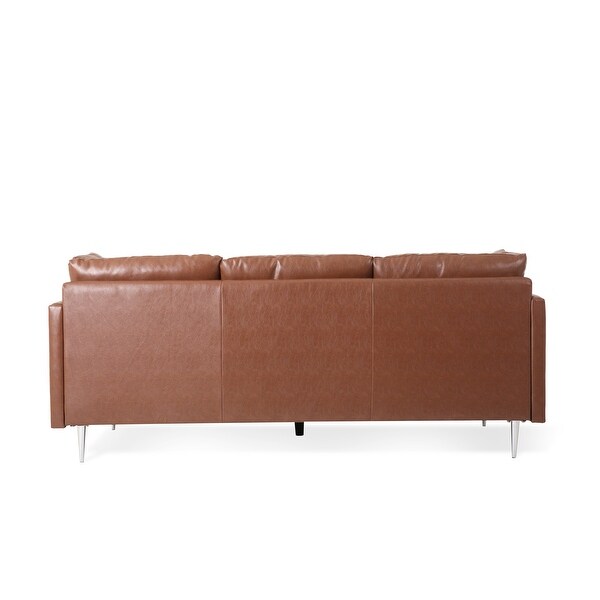 Brockbank Faux Leather 3 Seater Sofa with Pillows by Christopher Knight Home
