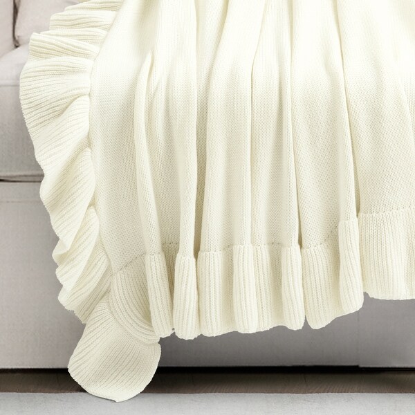 Lush Decor Reyna Soft Knitted Ruffle All-Season Throw Blanket
