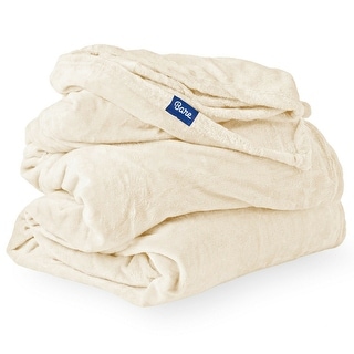 Microplush Velvet Fleece Blanket Throw Vanilla