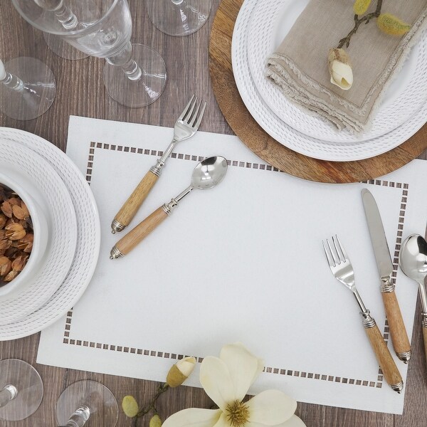 Table Placemats With Laser-Cut Hemstitch Design (Set of 4)