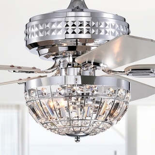 Alora 52 Inch Chrome Polished Finish Glam-Modern Style Crystal Ceiling Fan with Remote