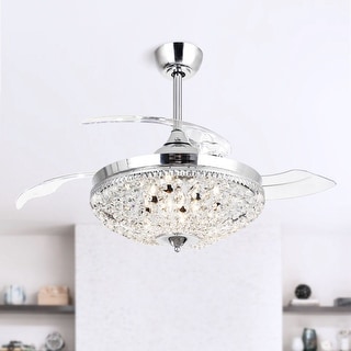 Ceiling Fan Chandelier, 42 inches Retractable Fandelier Ceiling Fan