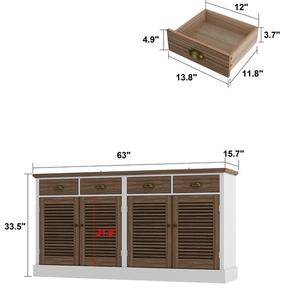 Sideboard Buffet Cabinet w/4 Drawers & 4 Doors Console Table Cabinet