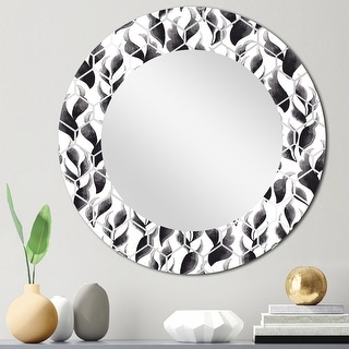 Designart 'Monochrome Minimalist Florals' Printed Modern Wall Mirror