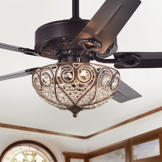 Oil Rubbed Bronze 5-blade 48-inch Crystal Ceiling Fan (Optional Remote)