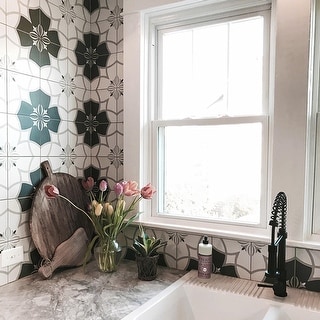 Merola Tile Twenties Crest Encaustic 7.75" x 7.75" Ceramic Floor and Wall Tile