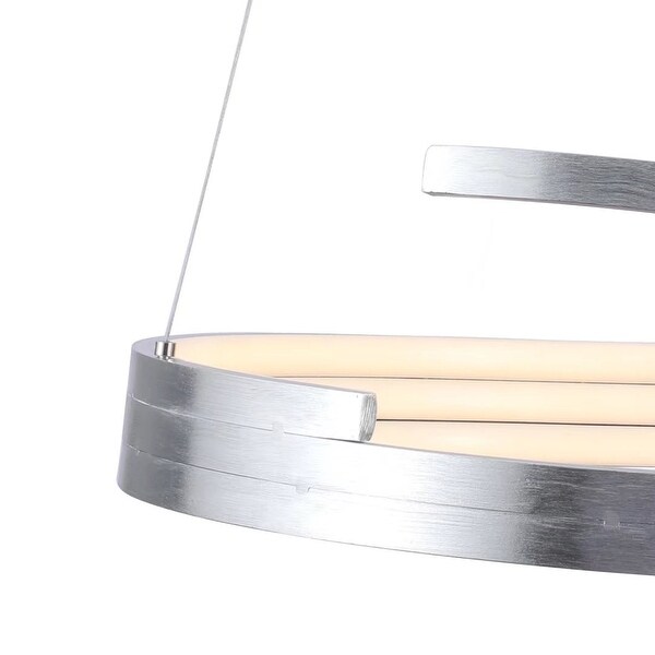 Contemporary Silver LED Circular Spiral Chandelier - 13.77" x 17.71" x 17.71"