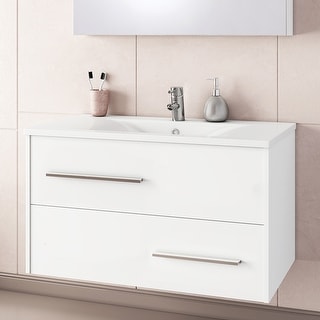 36" Hera White Floating Vanity with Integrated Sink