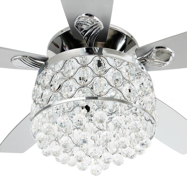 Chrome/ Crystal 4-light Chandelier/ Ceiling Fan with Remote