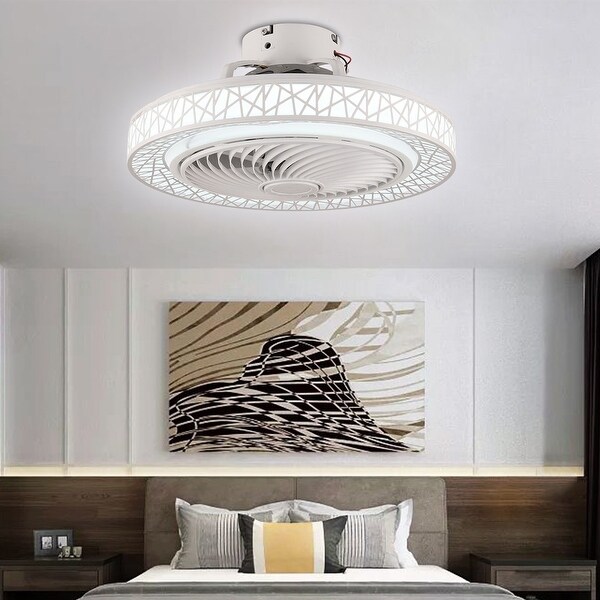 23" LED Ceiling Fan Semi Flush Mount Dimmable with Remote - 23''